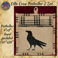 Olde Crow Potholder and Towel 2 pc Set  **50% Savings