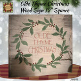 Christmas Sign Wood Olde Tyme Christmas 12"x12"
