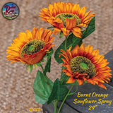 Burnt Orange Sunflower Spray 24"H