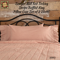 Sawyer Mill Ticking Red/Tan Bedding Collections & Accessories 25% Savings