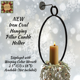 Oval Iron Wall Hanging Pillar Candle Holder with Hook