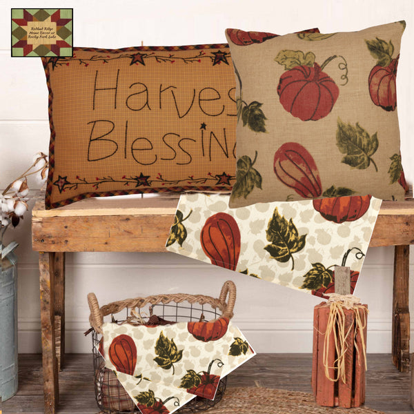 Fall Harvest Garden Jute Burlap Natural Pillow or Table Mat/Napkin