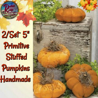 Distressed Aged Handmade Pumpkins 5" Set of 2