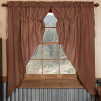 Patriotic Patch Plaid Prairie Curtains 2 Panels 36x63x18