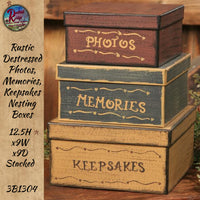Nesting Boxes ~ Photos, Memories, Keepsakes Rustic Distressed Square 3 Set