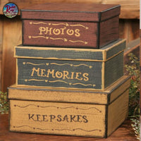 Nesting Boxes ~ Photos, Memories, Keepsakes Rustic Distressed Square 3 Set