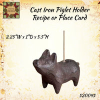 Piglet Cast Iron Recipe/Place Card Holder