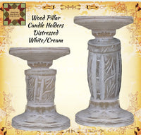 Distressed Wood Pillar Candle Holder 2 Sizes Available