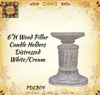 Distressed Wood Pillar Candle Holder 2 Sizes Available