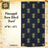 Pineapple Town Black Jacquard Runner Towel