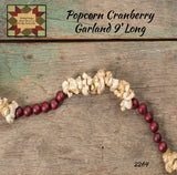 Garland Popcorn Cranberry 9' Long