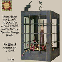 Lantern Metal Vintage Post Large Includes Grungy Battery Candle