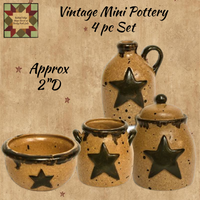 Vintage Black Star Mini 4 pc Pottery Set Honey & Me