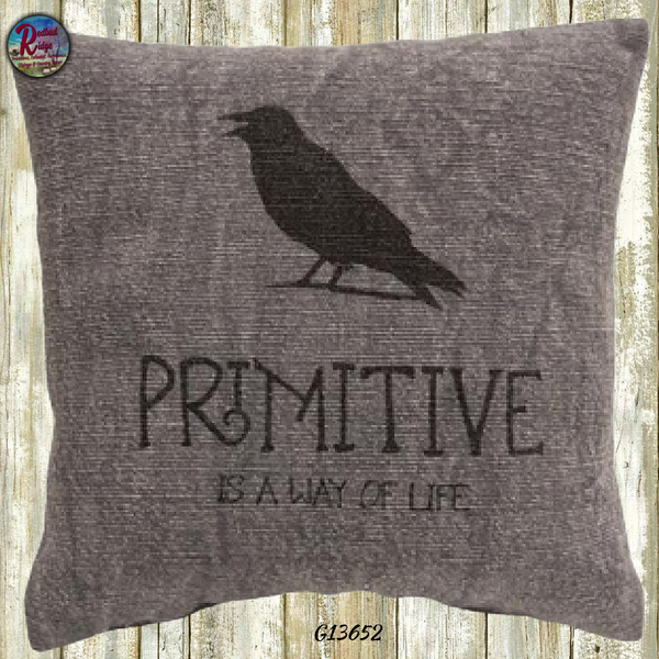 Pillow Primitive Black Crow 10"x10"