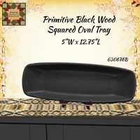 Primitive Colors Wood Squared Oval Tray 12.75"L