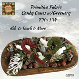 Primitive Candy Cane Ornament w/Greenery