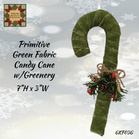 Primitive Candy Cane Ornament w/Greenery