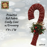 Primitive Candy Cane Ornament w/Greenery