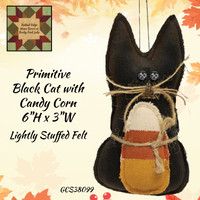 Primitive Black Cat with Candy Corn