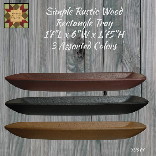 Simple Rustic Wood Rectangle Tray 17"