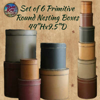 Nesting Boxes Folk Art Country Primitive Colors 44"H Set of 6