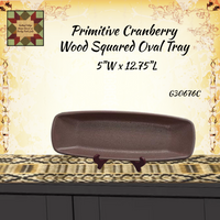 Primitive Colors Wood Squared Oval Tray 12.75"L