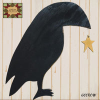 Crow & Star Primitive Wood Hanging Plaque 17"H
