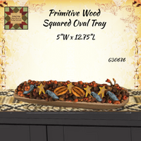 Primitive Colors Wood Squared Oval Tray 12.75"L