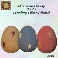 Primitive Star Eggs Set of 3, 3.5"H