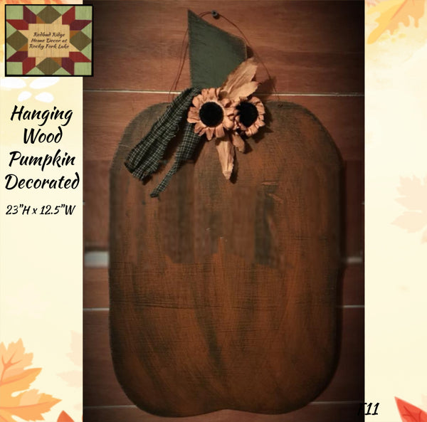 Pumpkin Crow Wood Decorated Large 23"H Sign