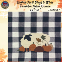 Fall Pumpkin Patch & Sheep Black & White Buffalo Plaid Runner