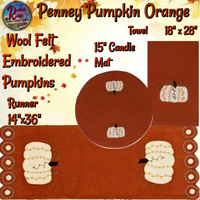 Fall Runner, Candle Mat or Towel Penney Pumpkin Embroidered