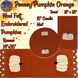 Fall Runner, Candle Mat or Towel Penney Pumpkin Embroidered
