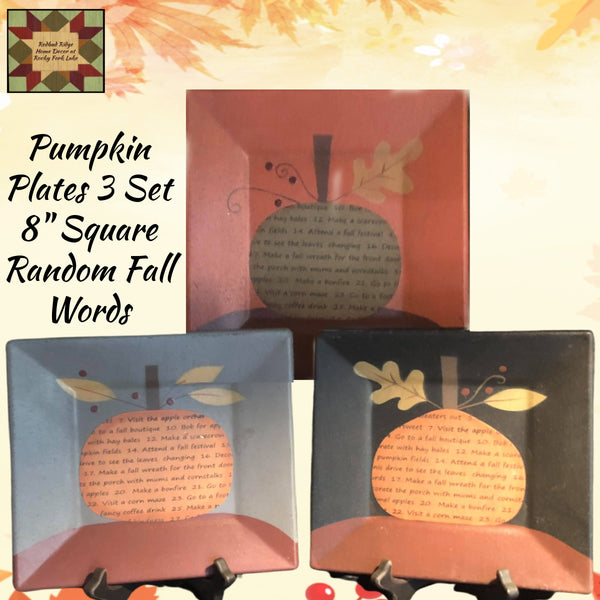 Pumpkins Plates 3/Set 8" Square