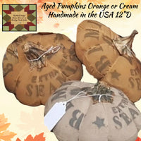 Fall Pumpkins Aged Stuffed 12"D x 6"H