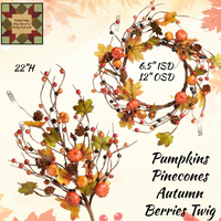 Pumpkins, Pinecones, Autumn Berries, Twig