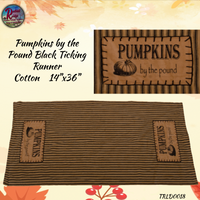 Pumpkins by the Pound Tea Dyed Black Ticking Embroidered Collection