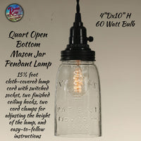 Mason Jar Pendant Quart Light Black