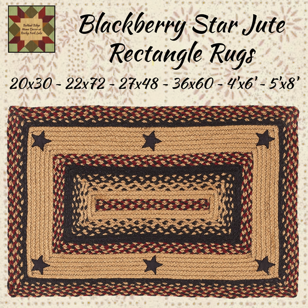 Blackberry Star Jute Rectangle Rugs Assorted Sizes