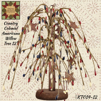 Americana Country Colonial Willow Pip Berry & Stars Tree 6", 12" or 18"
