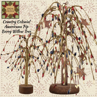 Americana Country Colonial Willow Pip Berry & Stars Tree 6", 12" or 18"