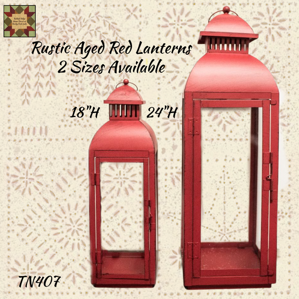 Lanterns Rustic Aged Red 18" or 24"