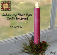 Red Flameless Candle Tapers - Scallop Top 7"H Set of 2