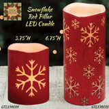 Christmas Snowflake Red Pillar Timer Candle 6.75"H or 3.75"H