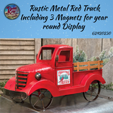 Red Truck Farm Rustic Metal Antiqued With Seasonal Magnet Signs 19"L