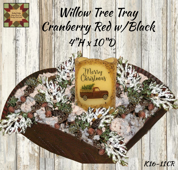 Willow Tree Tray/Basket Cranberry Red with Black