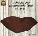 Willow Tree Tray/Basket Cranberry Red with Black