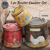 Canisters Rooster Round Nesting  3 pc Set