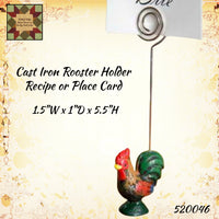 Rooster Cast Iron Recipe/Place Card Holder