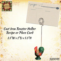 Rooster Cast Iron Recipe/Place Card Holder